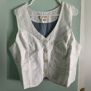 Anthropologie White Button-Up Vest